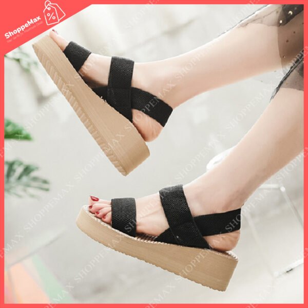 ShoppeMax Casual Cotton Microfiber Rubber Wedge Footwear For Women VHN1 - Image 2